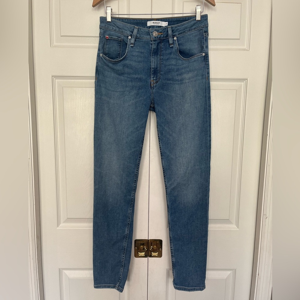 {Hudson} Collin Skinny Flap Pocket Jeans High Rise in Blue - Womens 29